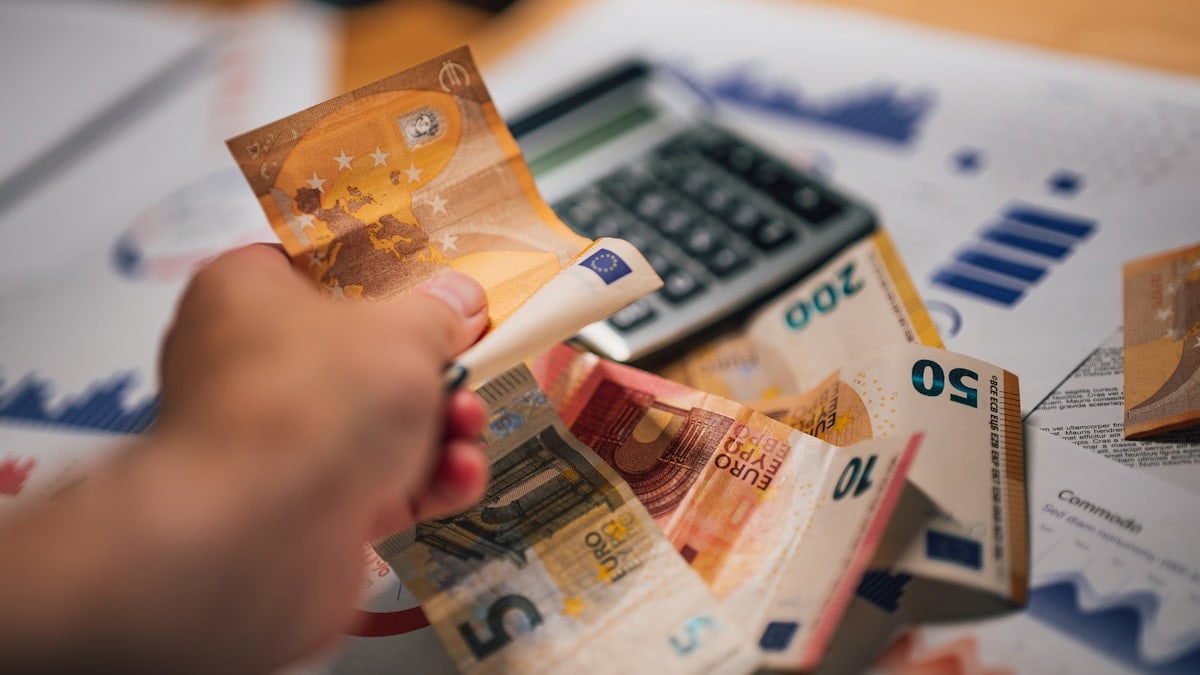 Business finance household expenses euro currency banknotes